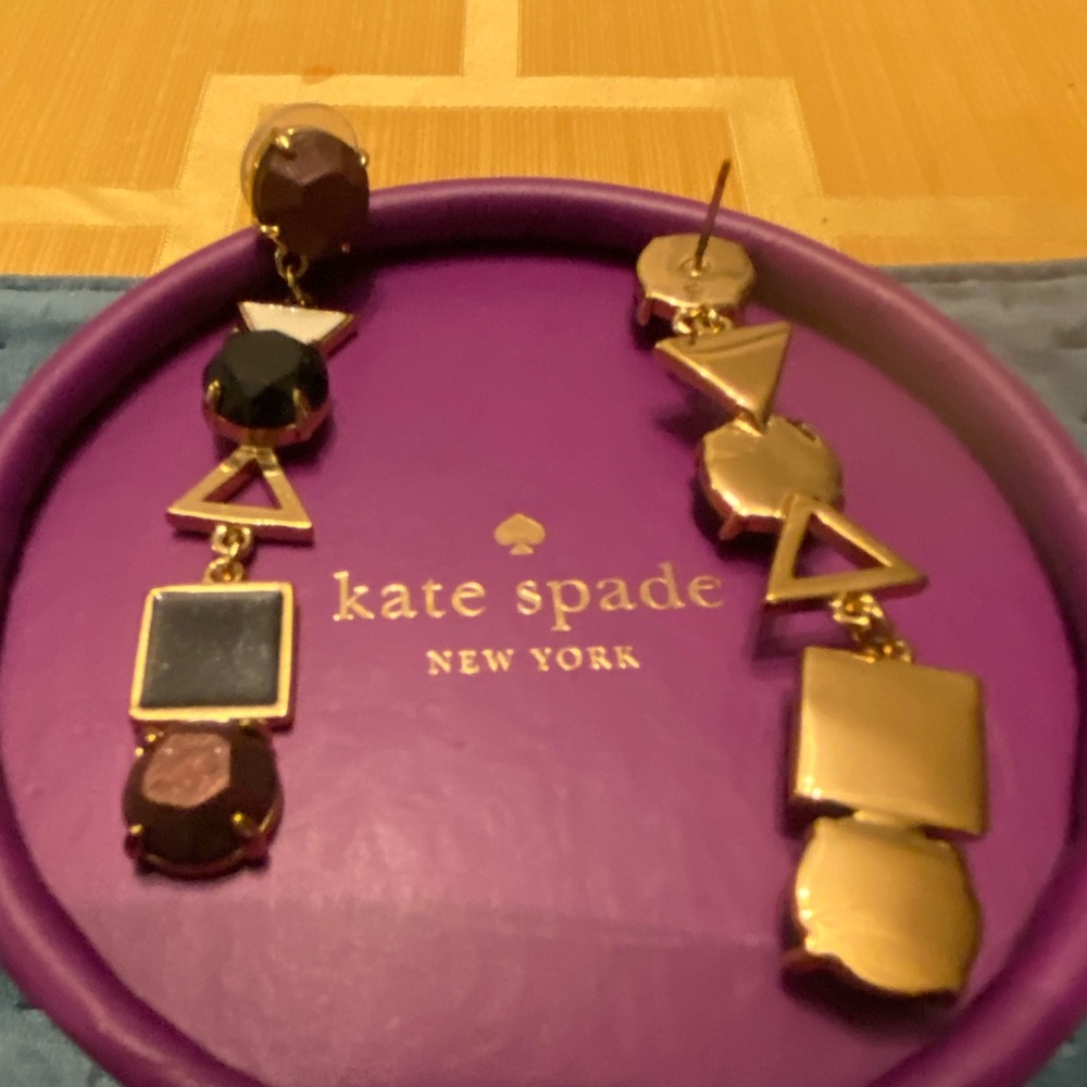 Kate Spade collector vintage Black and Gold Dangle Bow Earrings - Picture 4 of 5